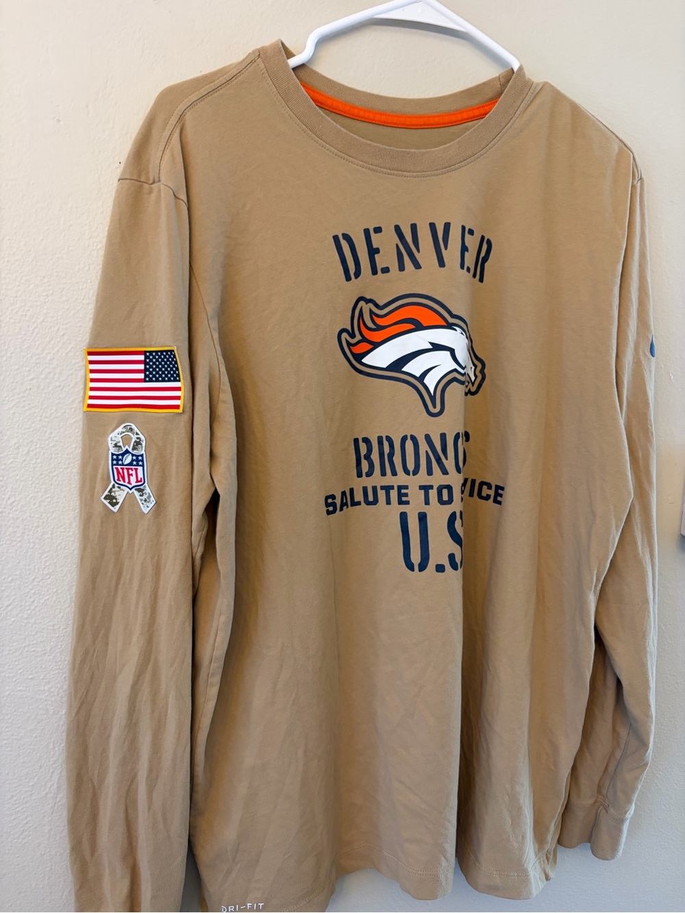 Nike tan and orange Denver graphic tee
